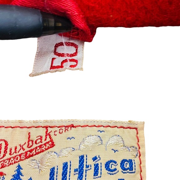 Vintage Mens 50 Duxbak Red Heavy Wool Coat Button Front 1950s Utica Sportswear - Picture 11 of 12